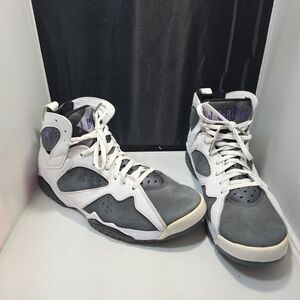 Air Jordan Retro 7 Flint Grey White Purple Men’s Size 12 CU9307-100